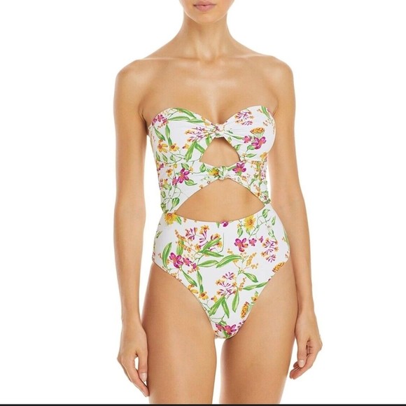 NWT Aqua Women's Small STAR Swim Bandeau Cutout Knots & Ties One Piece Swimsuit - Picture 14 of 14